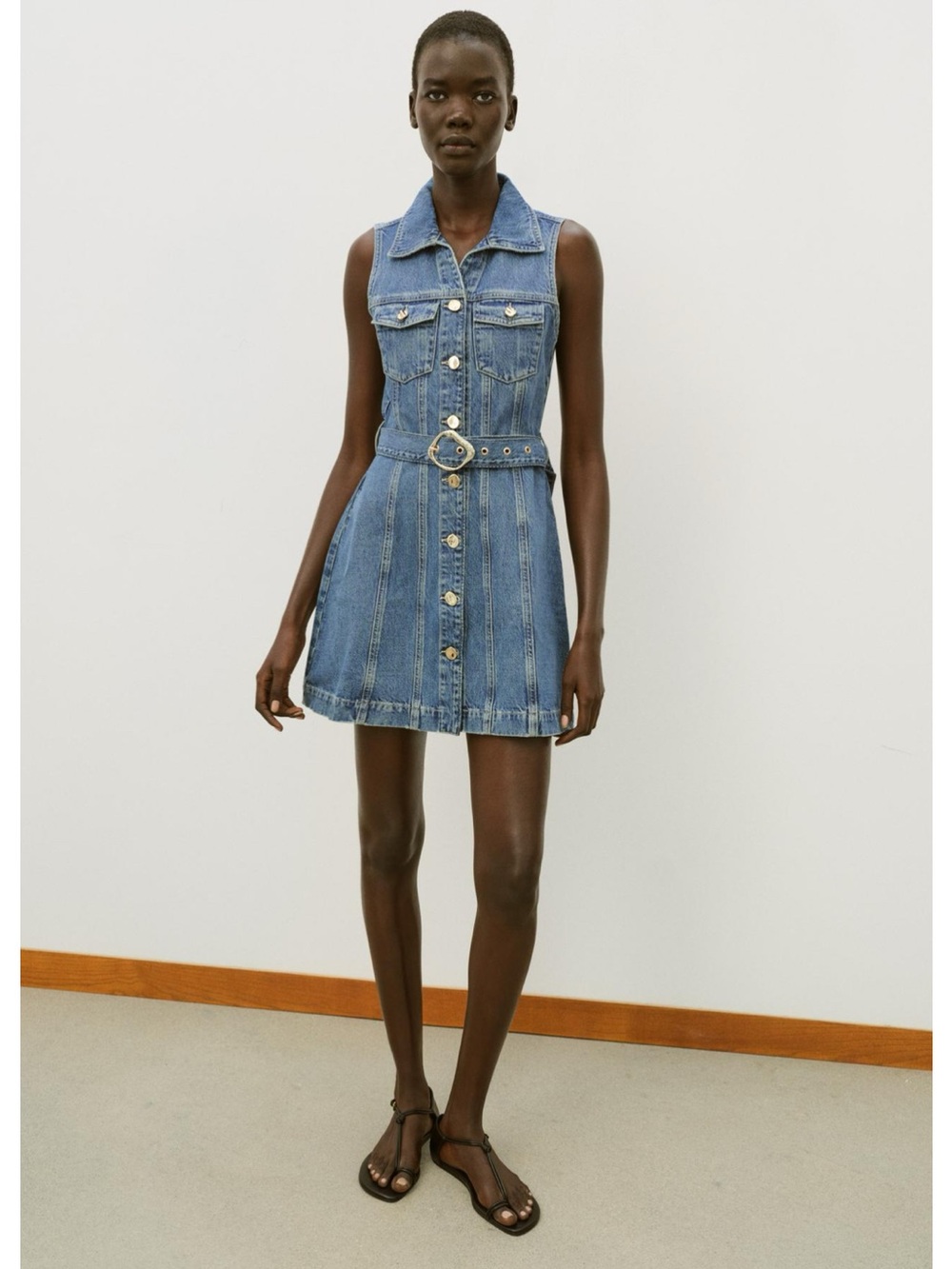 Zara Blue Denim Belted Mini Dress